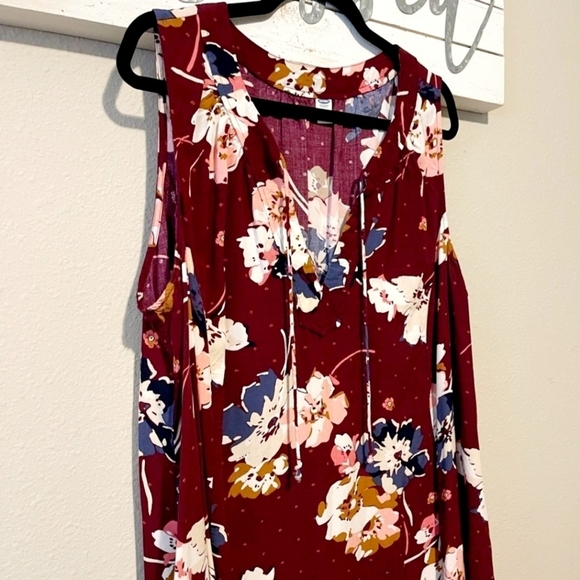 Old Navy Maroon Floral Sleeveless Tunic Dress Women's Large L Summer Spring EUC - Picture 3 of 6